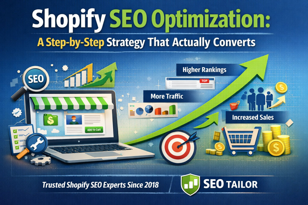 Graphical image showing SEO advantages in terms of SEO placement for Shopofy stores